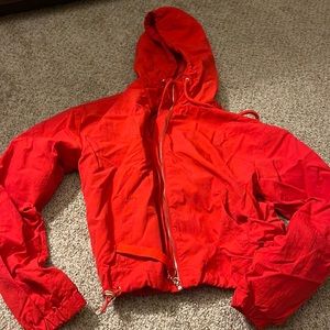 Red cropped zip up